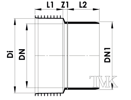 Редукція InCor - ПВХ (гладкий кінець) креслення Reduktsiya_InCor_PVC_gl_cherezh_tvk.png